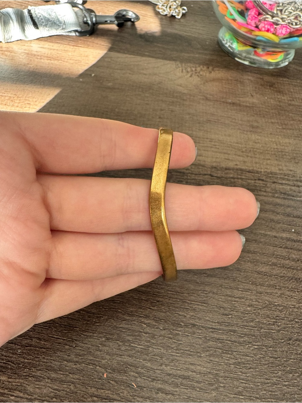 Gold-Tone Curved Metal Bracelet